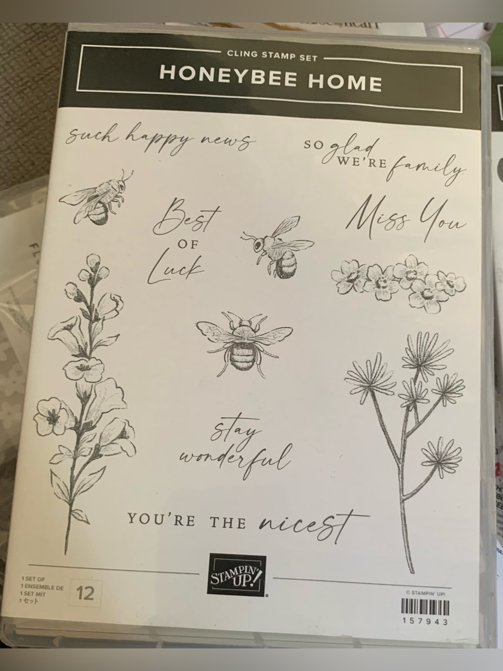 Stampin' Up! Honeybee Home Cling Stamp Set - Black & White